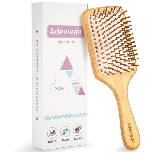 Hair Brush-Bamboo Wood Paddle Brush for Women Men Massaging Scalp Increase Hair Growth