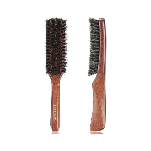 Hair Brush for Men, Boar Bristle Brush for Women Men Short Thin Fine Hair, Beech Handle Hairbrush for Hair Detangling Styling