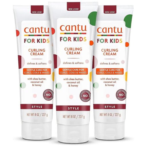 Cantu Care for Kids Paraben & Sulfate-Free Curling Cream with Shea Butter, 8 oz ( Pack of 3 ) ( Packaging May Vary )