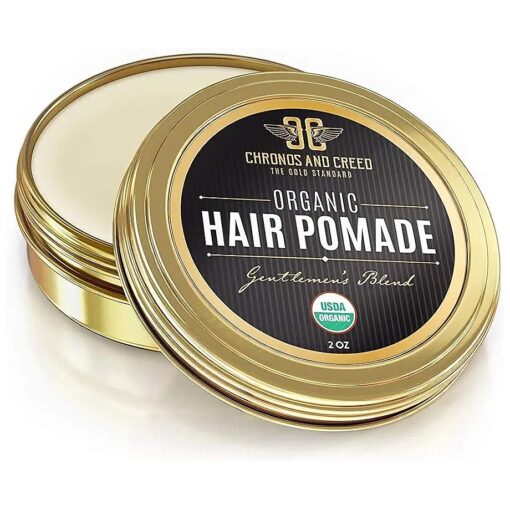 Hair Pomade for Men - Certified Organic Pomade with Vegan Ingredients ( Chronos And Creed ), Natural Hair Balm for Strong Hold & Scalp Care ( 2 Fl Oz )