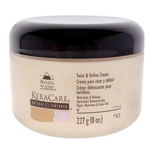 KeraCare Natural Textures Twist and Define Cream 8 oz - With Amla & Shikakai Ayurvedic Botanicals - Argan, Abyssinian & Castor Oil - Smooth, Well Defined Twists & Twist Outs