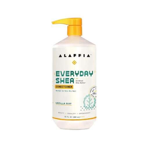 Alaffia EveryDay Shea Conditioner, Moisturizes, Restores and Protects, Made with Fair Trade Shea Butter, Cruelty Free, No Parabens, Vegan, Vanilla Mint 32 Fl Oz