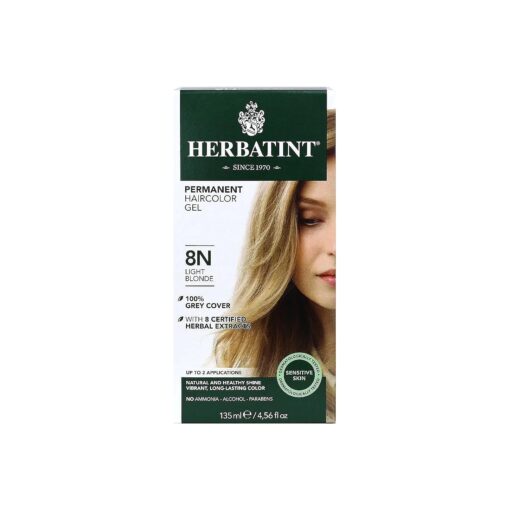 Permanent Haircolor Gel, 8N Light Blonde, Alcohol Free, Vegan, 100 % Grey Coverage - 4.56 oz