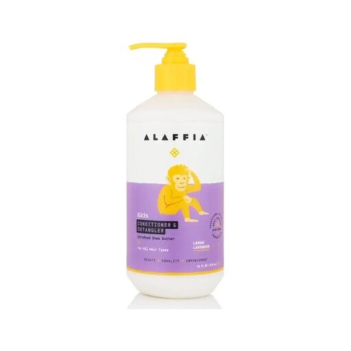 Alaffia Kids Conditioner and Detangler, Lemon Lavender, Gently Conditions and Detangles While Nourishing Hair, Suitable for All Hair Types, Cruelty Free, No Parabens, Vegan, 16 Oz