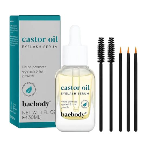 Critically Acclaimed Vegan Castor Oil for Eyelashes and Eyebrows, Pure Castor Oil Eyebrow and Lash Growth Serum, Castor Oil for Hair Growth with Applicator Kit, 1 oz - Beauty Gifts for Women