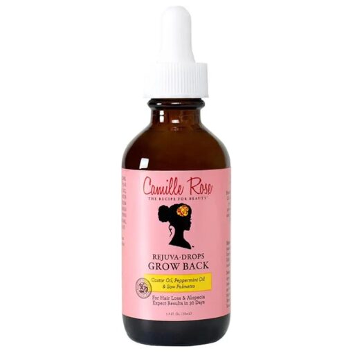 Camille Rose Rejuva Grow Back Drops, with Castor Oil, Peppermint Oil, and Saw Palmetto, for Hair Growth, 1.9 fl oz