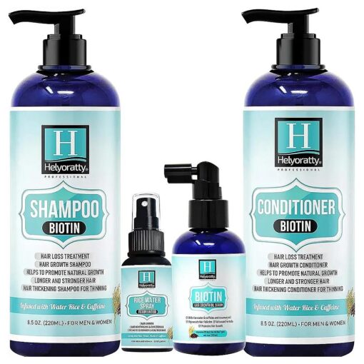 Biotin Shampoo and Conditioner Set for Hair Growth/with Rice Water, Caffeine, Rosemary Oil, Daily routine shampoo and conditioner for women hair loss/Rice Water spray for Hair Growth/For Men .