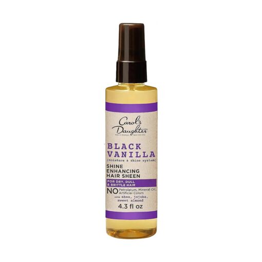 Black Vanilla Hair Sheen for Curly, Wavy or Natural Hair, Hair Shine Spray and Moisturizer For Dry, Dull or Brittle Hair, 4.3Fl Oz