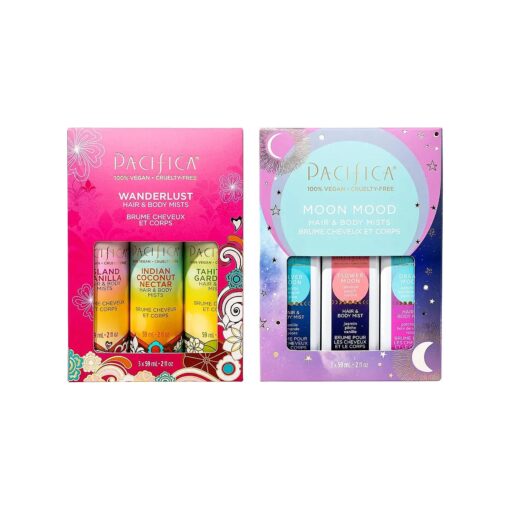 Pacifica Beauty | Clean Hair Perfume + Body Spray Sampler Set | Discovery Kit | Island Vanilla, Dream Moon Fragrance | Travel Size Mini | 6 scents | Vegan & Cruelty Free