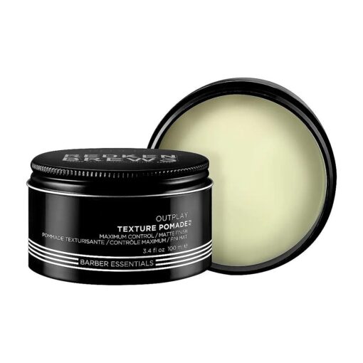 Redken Brews Texture Pomade For Men | Men 's Hair Pomade | Maximum Strong Hold | Natural Matte, Low Shine Finish | No Crunch Styling and Sculpting | For All Hair Types | 3.4 Ounce