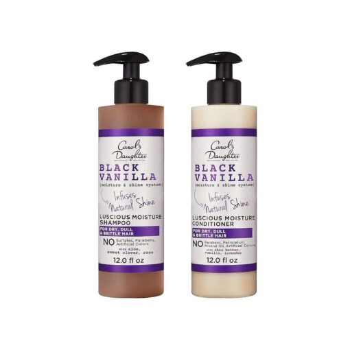 Carol 's Daughter X Coco Gauff Unmatched Moisture Bundle : Black Vanilla Sulfate Free Shampoo and Conditioner Set for Curly, Wavy or Natural Hair, Moisturizing Hair Care for Dry, Damaged Hair, 1 Kit