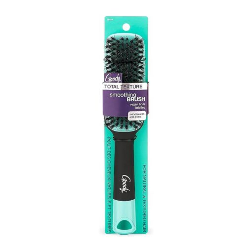 Goody x Total Texture Smoothing Brush - Vegan Boar Bristles Help Condition and Smooths Hair Cuticles for Enhanced Shine Shine - For Natural and Textured Hair - Non-Slip Grip