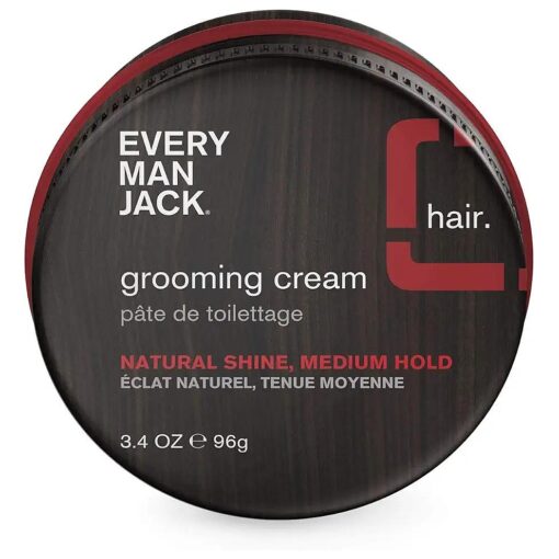 Every Man Jack Men 's Hair Styling Grooming Cream | 3.4-ounce - Natural Shine Medium Hold | Naturally Derived, Parabens-free, Pthalate-free, Dye-free