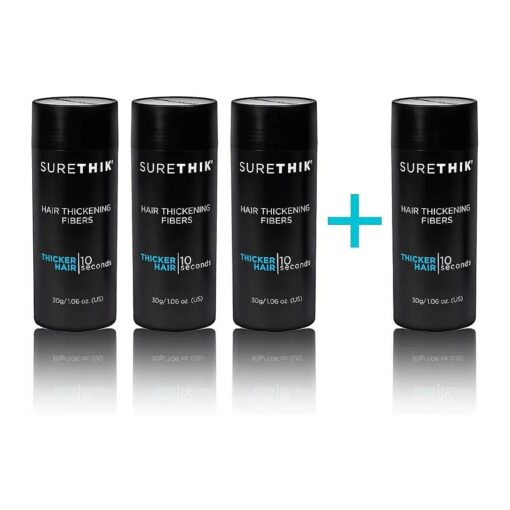 SURETHIK Hair Thickening Fibers ( Pack of 4 x 30g Bottle, Black ), For Thicker Looking Hair, Building Hair Fibers to Conceal Thinning Hair for Men & Women