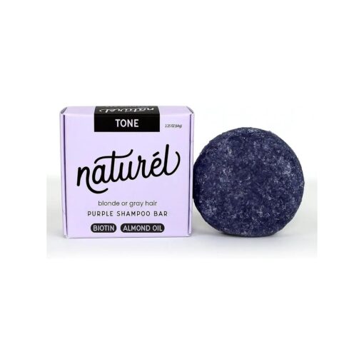 Naturel Purple Toning Shampoo Bar, Blonde or Grey Hair Toning Shampoo Bar with Biotin and Almond Oil, Vegan, Zero Waste, Cruelty Free, Made in USA