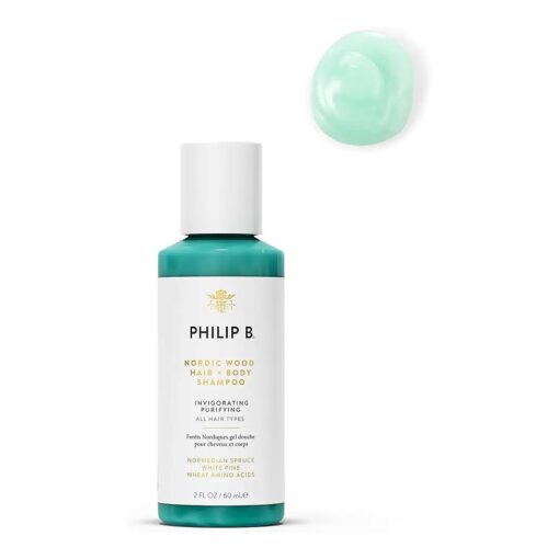 PHILIP B Nordic Wood Hair + Body Shampoo 2 oz, ( 60 ml ) | Purifying Hair and Body Shampoo that Lathers Up Luxuriously