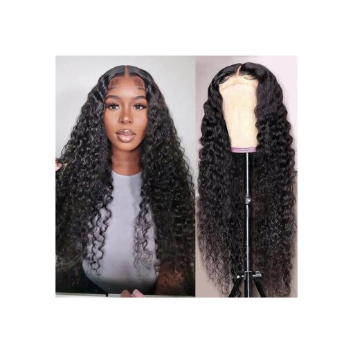 Deep Wave Lace Front Wigs Human Hair 13x4 Lace Front Curly Wigs for Black Women Human Hair 22 Inch HD Transparent Lace Frontal Closure Wigs Human Hair Pre Plucked with Baby Hair Wet and Wavy