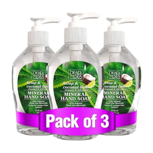 Dead Sea Collection Hemp & Coconut Lime Hand Soap - Liquid Hand Soap for All Skin Types - Pack of 3 ( 12 Fl, Oz, Each )