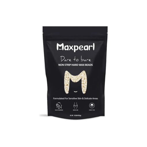 Maxpearl Wax Beads for Facial Hair Removal, 1LB Hypoallergenic Hard Wax Beans with Natural Ingredients for Sensitive Skin, Eyebrows, Upper Lip, Chin, Sideburns, Neck & More