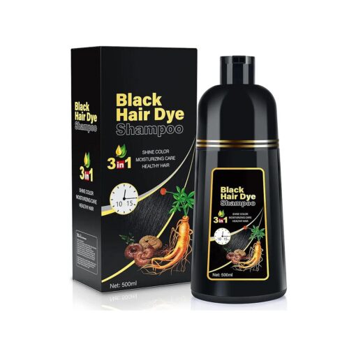 Black Hair Dye Shampoo for Gray Hair, 3 in 1 Herbal Ingredients Natural Shampoo Black Hair Dye for Women Men, Grey Coverage Shampoo 500ml ( Black )