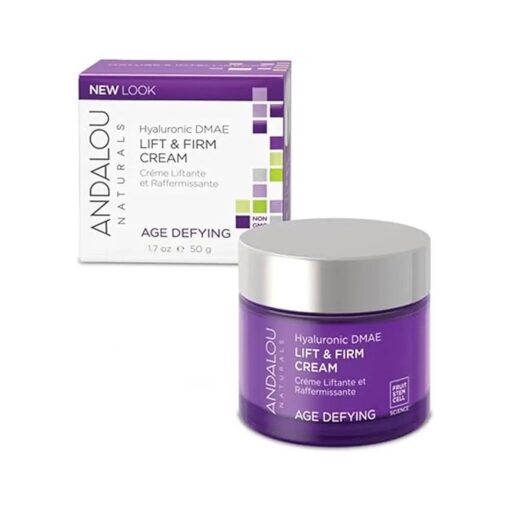 Andalou Naturals Hyaluronic Dmae Lift Firm Skin Cream, Face Moisturizer with Anti Aging Antioxidants, Hydrating, Helps Reduce Fine Lines and Wrinkles, 1.7 Ounce