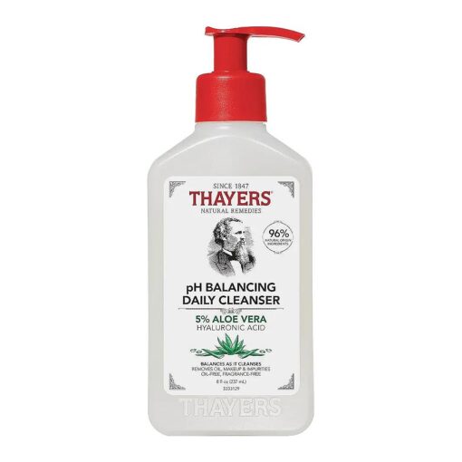 THAYERS pH Balancing Daily Cleanser, Face Wash with Aloe Vera, Gentle and Hydrating Skin Care for Dry, Oily, or Acne Prone Skin, 8 FL Oz .