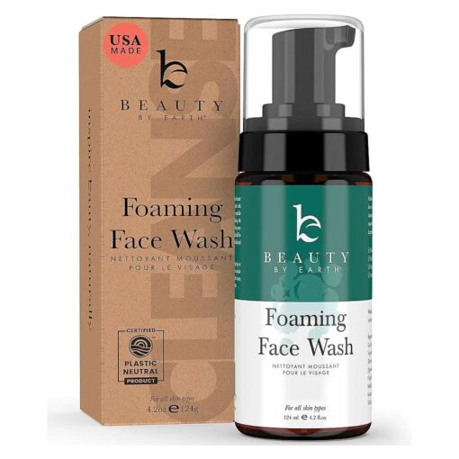 Foaming Face Wash - Cleanser Made with Natural Hydrating Vegan Ingredients for Gentle Cleansing of Sensitive, Dry, Oily, Blemish Prone - Foam Soap Works w/Facial Brush, Best for Men Women & Teens