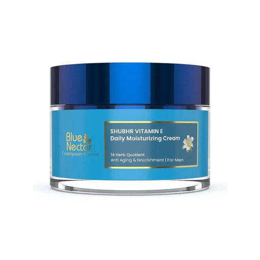 Blue Nectar Mens Face Moisturizer Cream with Plant Based Vitamin E & Vitamin C for Collagen | Daily Moisturizing, Day & Night Anti Aging & Wrinkle Cream for Men ( 14 Herbs, 1.7 Oz )