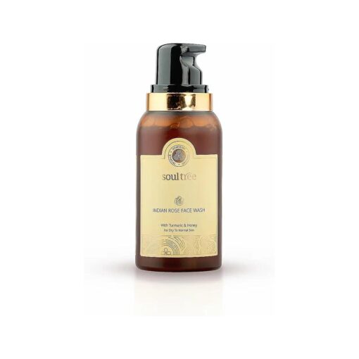 soul tree Indian Rose Face Wash, With Turmeric And Honey, Refreshing/Hydrating From Dry To Normal Skin, 120 Ml