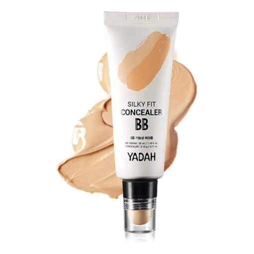 YADAH Silky Fit Concealer BB Power Brightening 1.18 Ounce 21 Light Beige, 2 in 1 Base Makeup Natural Ingredients Foundation Cream