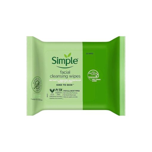 Simple Kind to Skin Cleansing Facial Wipes ( 25 ) - Pack of 6