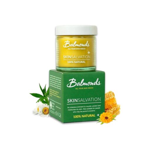 Balmonds Skin Salvation Intensive Moisturizer - All-Natural Balm for Dry & Sensitive Skin with Calendula, Hemp & Beeswax, Premium, Cruelty-Free Hydrating Salve, 1 Oz ( 30 ml )