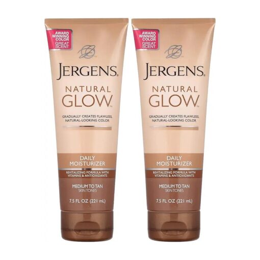 Jergens Natural Glow Revitalizing Daily Moisturizer, Medium/Tan Skin Tone 7.5 fl oz ( 221 ml ) package of 2