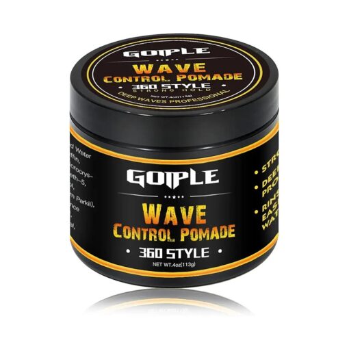 Natural Wave Pomade for Men Strong Hold, Easy Wash 360 Wave Training Hair Cream, Waves Grease for Men Promotes Layered Waves, Moisture, Control and Silky Shine 4oz