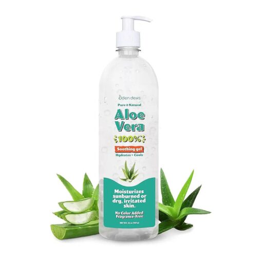 Aloe Vera Gel for Skin - 100 % Pure & Natural Organic, Moisturizing, Face Skin & Hair Care, Sun Burn Relief, Hydrating & Soothing for Dry Skin, Made in USA, Unscented, 32 oz