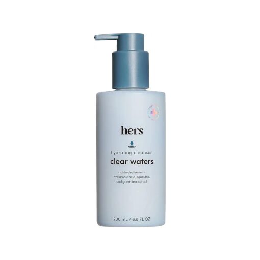 hers Clear Waters Hydrating Cleanser - Squalane Cleanser Face Wash Made for All Skin Types - Supports Skins Natural pH - Contains Hyaluronic Acid, Squalane, and Green Tea Extract - 6.8 fl Oz