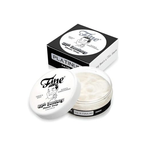 Mr. Fine 21C Men 's Shaving Soap, Builds Thick & Easy Lather, Protects From Razor Burn & Irritation, No Artificial Colors, Made In Italy, 5oz, ( 150ml ), Platinum