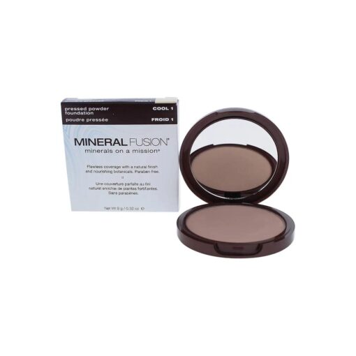 Mineral Fusion Pressed Powder Foundation, Cool 1 - Fair Skin w/ Pink/Red Undertones, Age Defying Foundation Makeup with Matte Finish, Talc Free Face Powder, Hypoallergenic, Cruelty-Free, 0.32 Oz