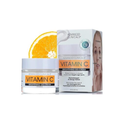 Advanced Clinicals Vitamin C Face Cream Moisturizer Skin Care Facial Lotion, Potent Vitamin C Gel Cream For Face Targets Dry Skin, Age Spots, Wrinkles, Hyperpigmentation, & Sun Damaged Skin, 2 Fl Oz