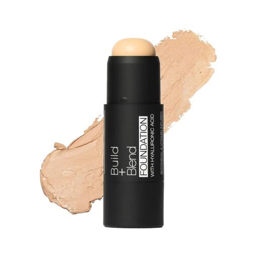 Palladio BUILD & BLEND Foundation Stick, Medium Coverage Buildable Contour Stick for Face, Ultra Blendable Creamy Formula for a Natural Shine Free Finish, 0.25 Ounce ( Natural Ivory )