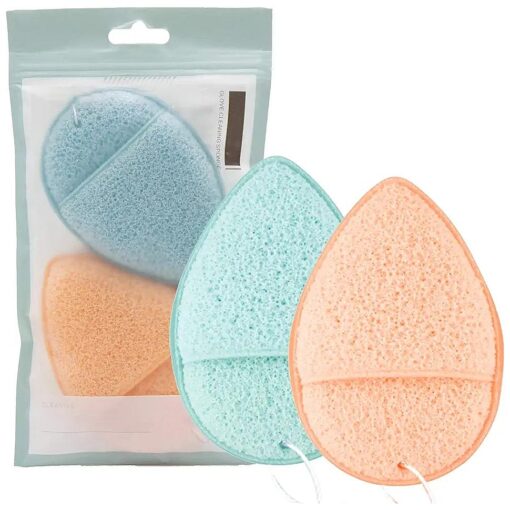 DAGEDA 2 PCS Konjac Facial Sponge, Deep Pore Cleansing and Exfoliating Blackheads, Daily Facial Cleansing, Makeup Remover, Glove Bath Sponge, Suitable for All Skin Types, Reusable