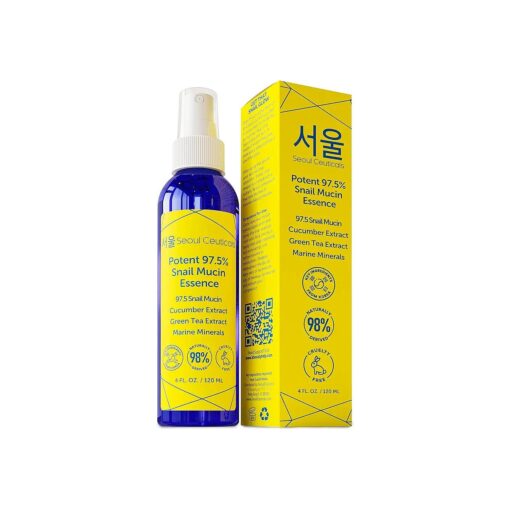 SeoulCeuticals Korean Face Mist 97.5 % Snail Mucin Essence - K Beauty Skincare Facial Spray - Cucumber Extract + Marine Minerals + Green Tea + Aloe 4oz