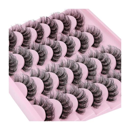 TNFVLONEINS False Eyelashes Wispy Mink Lashes Natural Look D Curl Fluffy Fake Eyelashes 16mm Natural Lashes That Look Like Extensions Lashes Pack