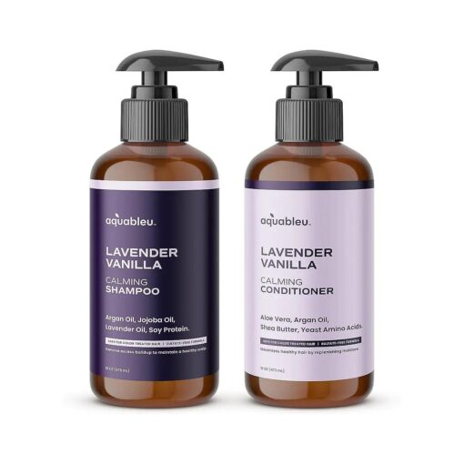 Natural Lavender Vanilla Shampoo & Conditioner Set - Gentle Ultra Calming Multitasking Cleanser - Nourishing & Restorative - Sulfate & Paraben Free - For color treated hair 16oz ( Packaging Ma