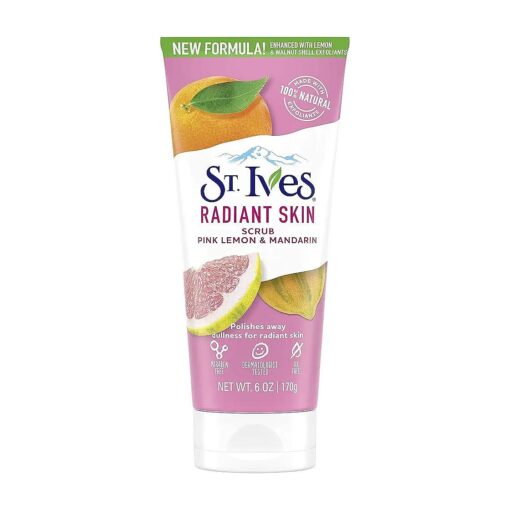 St. Ives Radiant Skin Face Scrub, Pink Lemon and Mandarin Orange, 6 oz