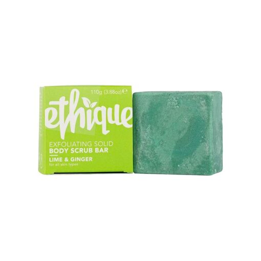 Ethique Exfoliating Lime & Ginger Solid Body Scrub Bar for All Skin Types - Plastic-Free, Vegan, Cruelty-Free, Eco-Friendly, 3.88 oz ( Pack of 1 )