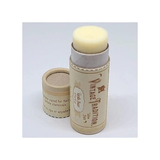 Moisturizing Beef Tallow Lip Balm - Tube Lip Moisturizer with Vanilla Extract Hydrates & Soothes Dry Lips - Grass-Fed Tallow Balm for Skin Care by Vintage Tradition, 0.5 Fl, Oz .