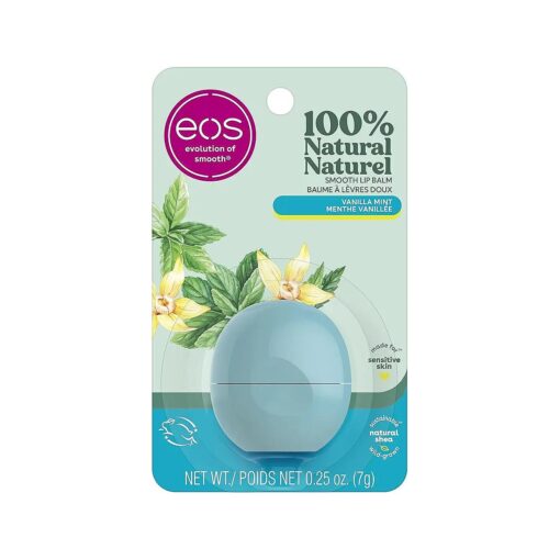 eos 100 % Natural Lip Balm- Vanilla Mint, All-Day Moisture, Made for Sensitive Skin, Lip Care Products, 0.25 oz