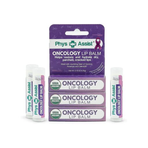 Oncology Lip Balm USDA Organic, Hydrate Dry, Parched Lips, Moisturizing -3 Pack