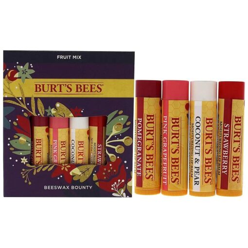 Burt 's Bees Holiday Gift, 4 Lip Balm Stocking Stuffer Products, Beeswax Fruit Set - Pomegranate, Sweet Mandarin, Coconut and Pear & Watermelon ( Old Version )